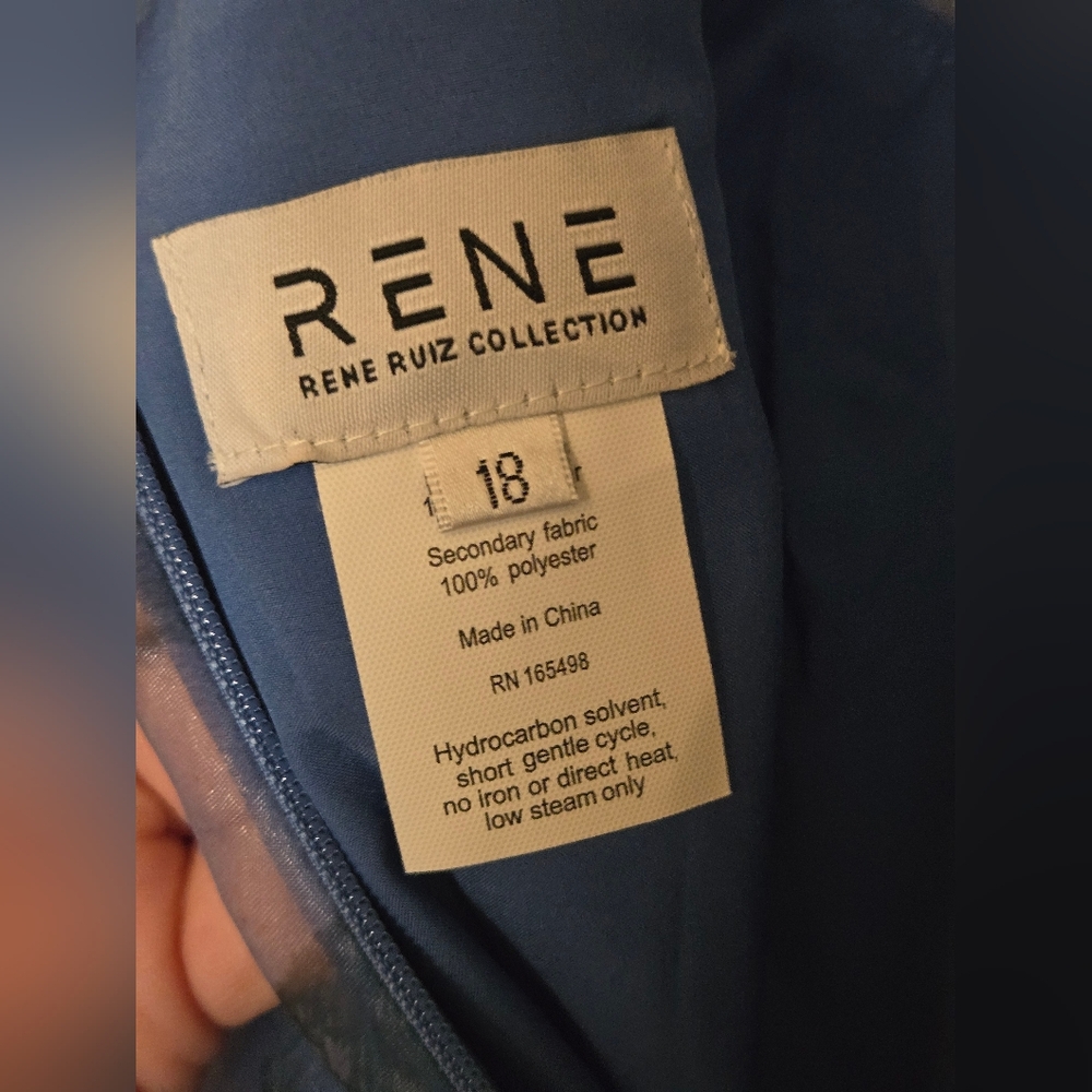 Rene Ruiz Blue Floral  organza formal gown Dress - Picture 8 of 12